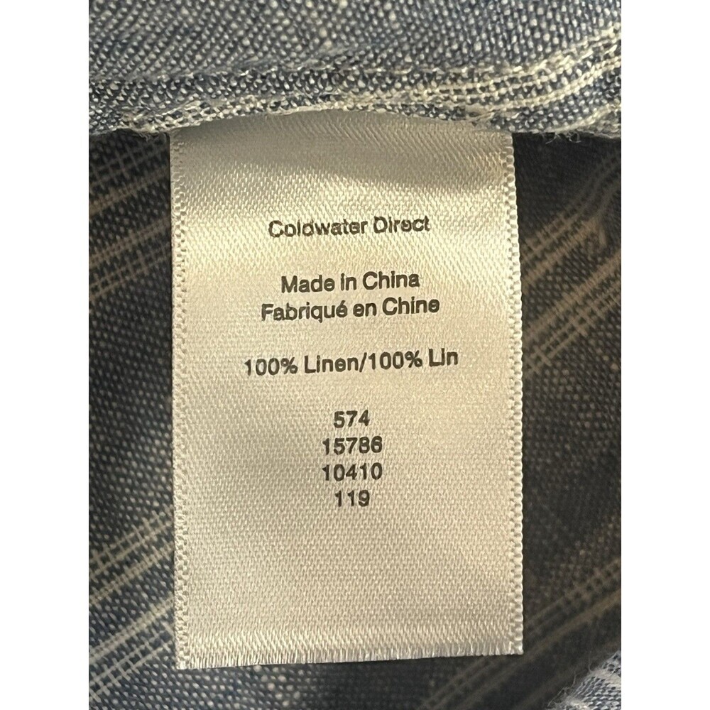 Coldwater Creek Womens 100% Linen Striped 3/4 Sleeves Shirt Pockets Resort L - Picture 9 of 9